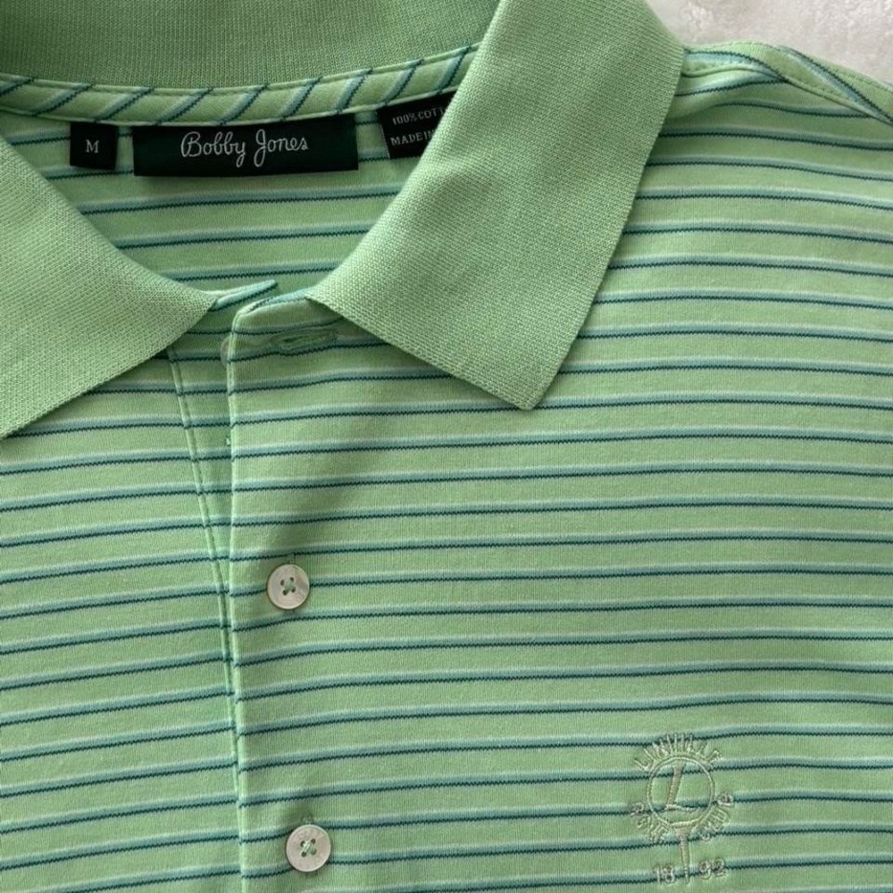 Bobby Jones green striped golf polo shirt Size M #golfwear #preppy